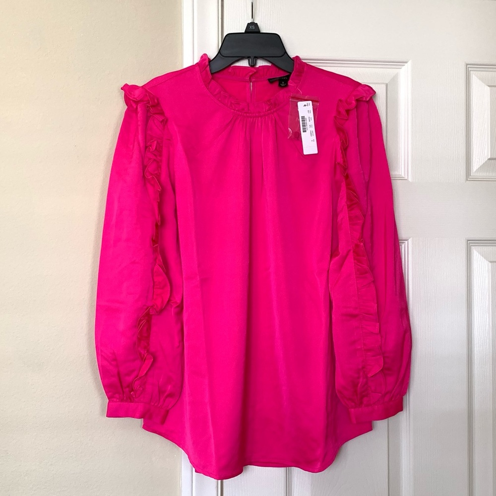 J.Crew ruffle-sleeve top, new with tag.